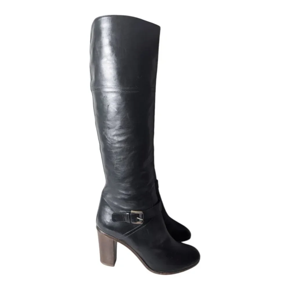 COLISE'E DE SACHA Italian Made Black Leather Over The Knee  Boot Size 38